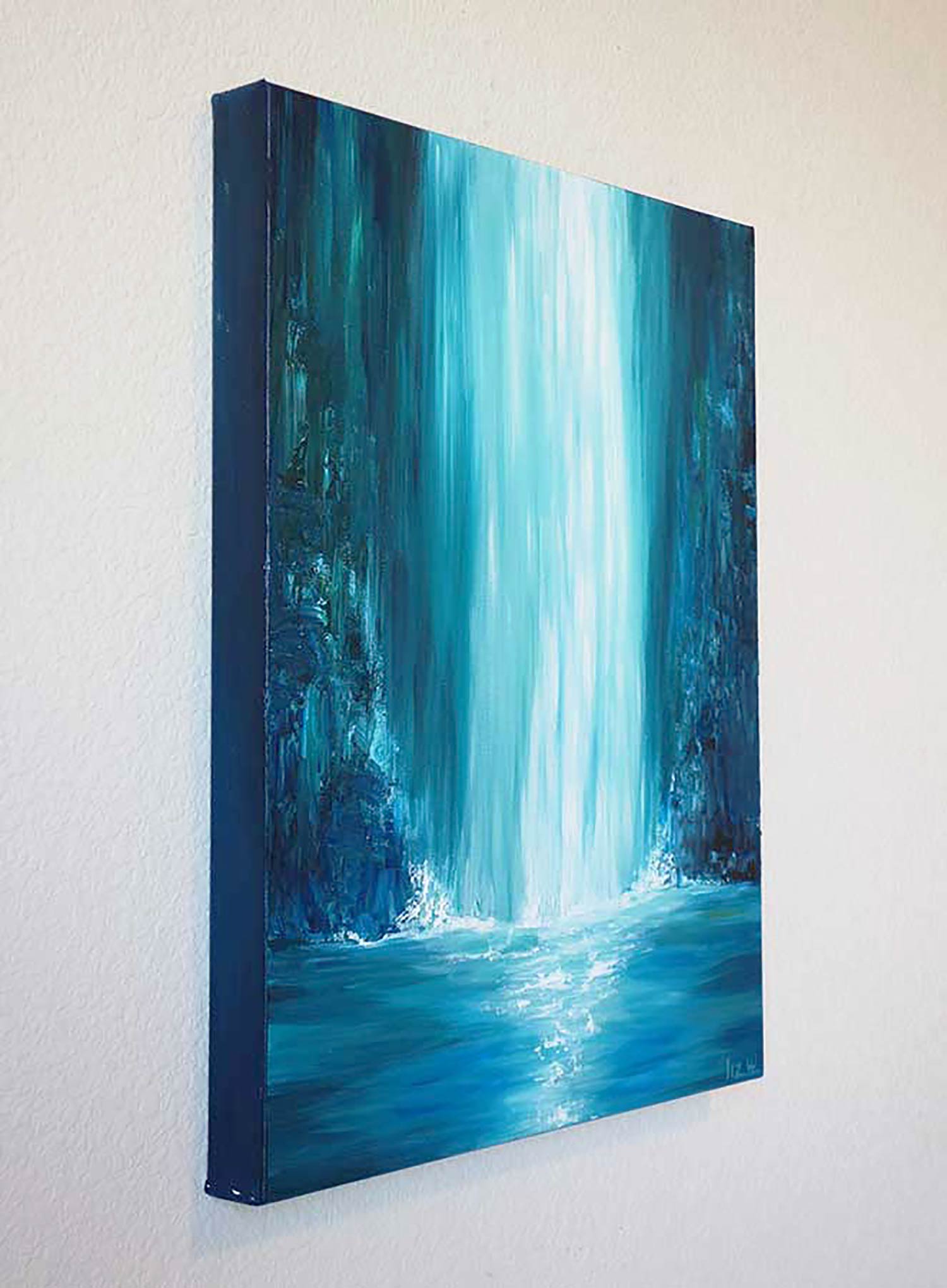 Blue Falls Waterfall Painting Liz W Fine Art