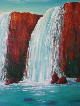 Sedona-Waterfall-Painting-Hidden-Falls-Liz-W-Waterfall-Painting-close-up-2