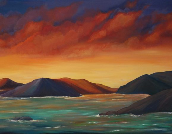 Firey-Sunset-in-the-Virgin-Islands-Painting-close-up