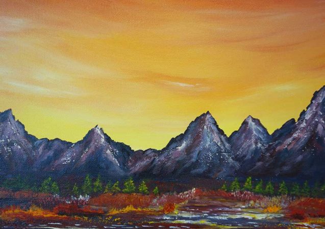 Sunset-Over-Grand-Tetons-Painting-close-up-2