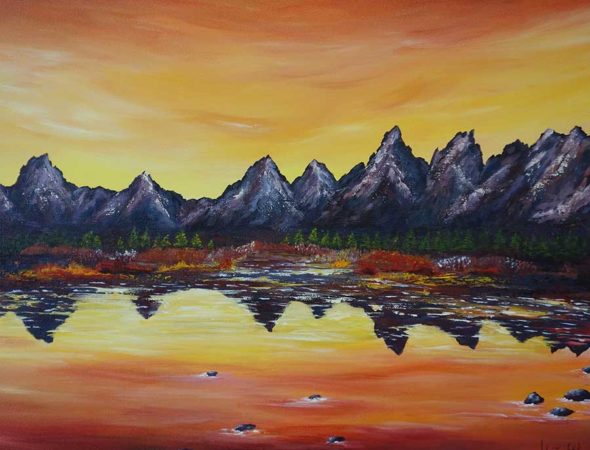 Sunset-Over-Grand-Tetons-Painting-close-up