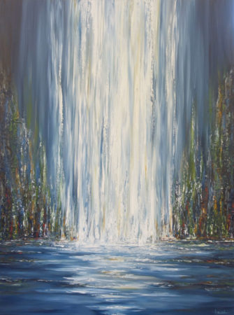 Blue Lake Falls Abstract Waterfall Painting Liz W
