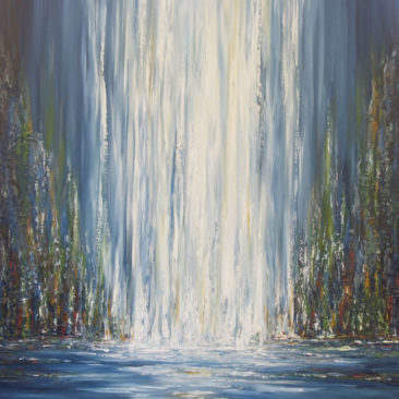 Blue Lake Falls Abstract Waterfall Painting Liz W